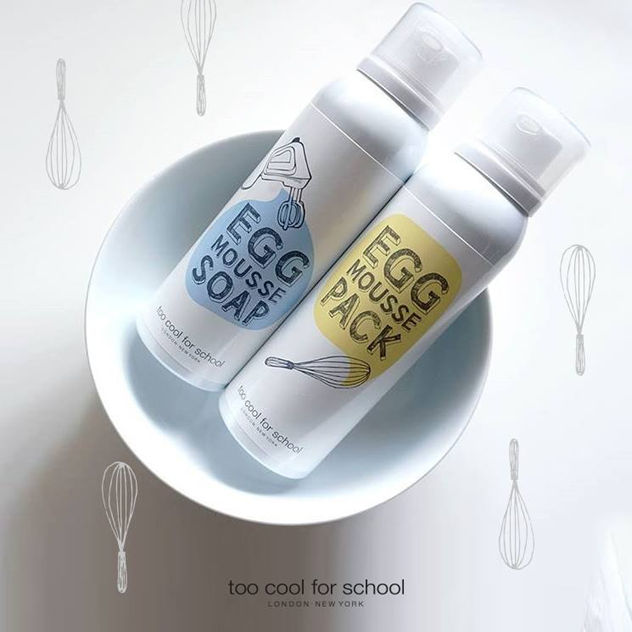 Too Cool for School的两款招牌产品——鸡蛋慕斯面膜和鸡蛋慕斯洗面奶 Too Cool for School的两款招牌产品——鸡蛋慕斯面膜和鸡蛋慕斯洗面奶